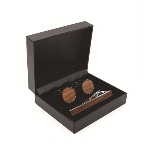 LVUNZJCA Herren Manschettenknöpfe Set Manschettenknöpfe for Herren, Manschettenknöpfe aus Holz, französische Krawattenklammer von LVUNZJCA