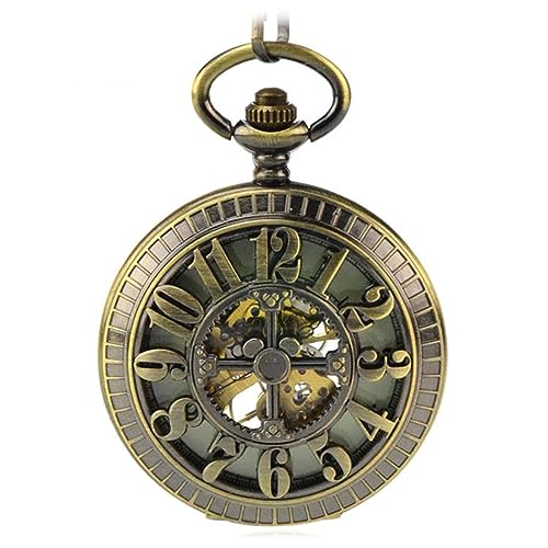 LVUNZJCA Herren-Taschenuhr Bronze ausgehöhlte mechanische Retro-Taschenuhr mit leuchtender Oberfläche für Geburtstag(Size:80cm) von LVUNZJCA