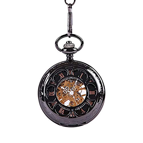 LVUNZJCA Herren-Taschenuhr Klassisches Unisex Retro Taschenuhr Bronze Mechanische römischen Ziffern Taschenuhr mechanische Taschen-Uhr für Geburtstag von LVUNZJCA
