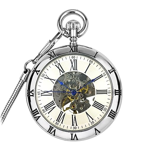 LVUNZJCA Herren-Taschenuhr Retro-Taschenuhr mit automatischem mechanischem Uhrwerk für Geburtstag(Farbe:Weiß) von LVUNZJCA