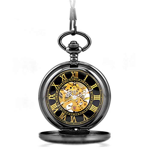 LVUNZJCA Herren-Taschenuhr Unisex Klassische antike mechanische Taschen-Uhr mit Kette Flip Auf Kette mechanischer Taschen-Uhr für Geburtstag von LVUNZJCA