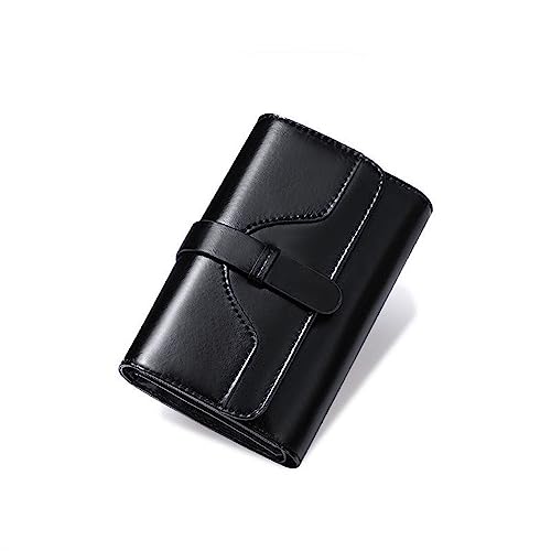 LVUNZJCA Kurze Damen Geldbörse Women's Foldable Simple Wallet Compact Short Wallet(Black) von LVUNZJCA