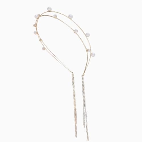 LVUNZJCA Quaste Kette Haarband Frauen Stirnband Perle Quaste Haarband Sommer Kopfbedeckung für Damen von LVUNZJCA