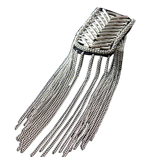 LVUNZJCA Schulterklappe Schulter Epaulette Handgemachte Kupfer Quaste Kette Epaulet Schulter für Männer Frauen(Silver_One Size) von LVUNZJCA