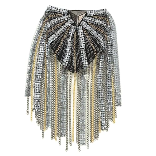 LVUNZJCA Schulterklappe Schulterklappen aus Metall mit Quasten und Diamanten for Schultermarkierungen für Männer Frauen(2_9x9x9.5cm) von LVUNZJCA