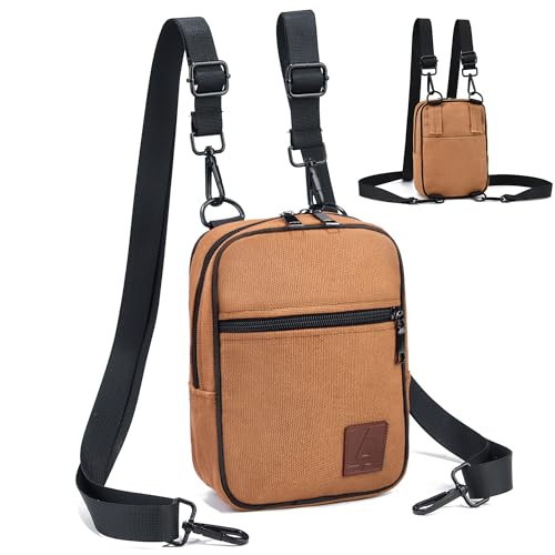 Bauchtaschen Crossbody mit 2-Wege-Reißverschluss und 2 Schultergurten, Hüfttasche für Herren, kleine Gürteltaschen für Frauen, Reisen, Multi-Positions-Tragetaschen, trendig, A1-beige, Bauchtaschen von LVYOUME