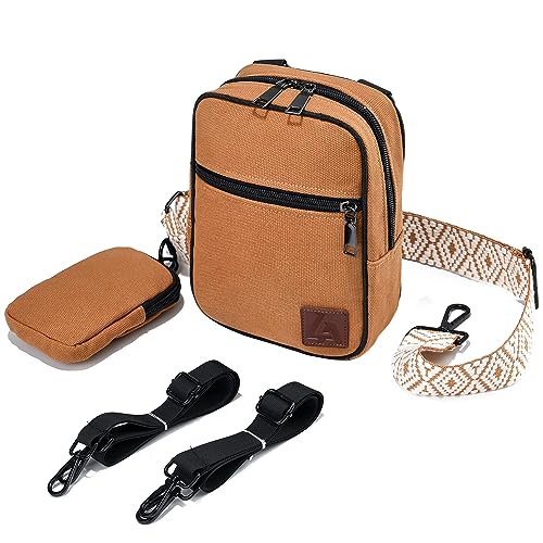 Bauchtaschen Crossbody mit 2-Wege-Reißverschluss und 2 Schultergurten, Hüfttasche für Herren, kleine Gürteltaschen für Frauen, Reisen, Multi-Positions-Tragetaschen, trendig, A2-beige, Bauchtaschen von LVYOUME