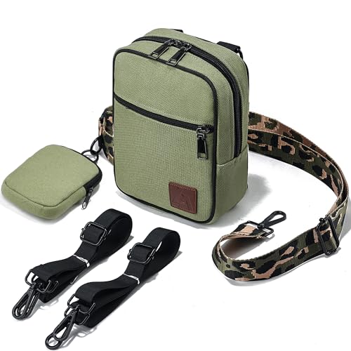 Crossbody-Tasche mit 2-Wege-Reißverschluss und mehreren Schultergurten, Schultertasche für Damen und Herren, kleine Umhängetasche, trendig, Multi-Positions-Hüfttasche, A2-Militärgrün von LVYOUME