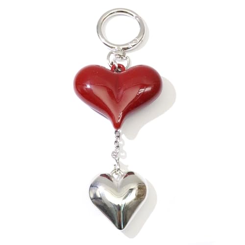 LVYOUME Schlüsselanhänger mit Schleife, silberfarben, Herzform, Kawaii, niedlicher Geldbörsenanhänger für Handtaschen, Geschenke für Frauen, Geschenk für Mädchen, Silber 2 Herz-04, X-Small LVYOUME Schlüsselanhänger mit Schleife, silberfarben, Herzform, Kawaii, niedlicher Geldbörsenanhänger für Handtaschen, Geschenke für Frauen, Geschenk für Mädchen, Silber 2 Herz-04, X-Small von LVYOUME