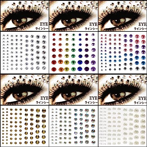 6 Blatter Gesicht Glitzersteine Festival Accessoires Nagel Augen Halloween Schminke Glitzer Steine Selbstklebend Aufkleben Festival Zubehör Damen Must Haves Face gems Hairgems Make UP von LVZONGXIN