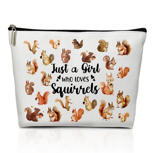 LWBEO Make-up-Tasche für Frauen, Geschenk für Kollegen, Chef, Mutter, Ehefrau, Tochter, Freunde, Besties, Kosmetiktasche, Reise-Kulturbeutel, Just a Girl Who Loves Squirrel 06 von LWBEO