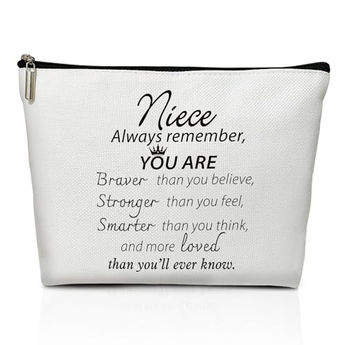 LWBEO Make-up-Tasche für Frauen, Geschenk für Kollegen, Chef, Mutter, Ehefrau, Tochter, Freunde, Besties, Kosmetiktasche, Reise-Kulturbeutel, Niece Always Remember You are Braver Than You Think 12 von LWBEO