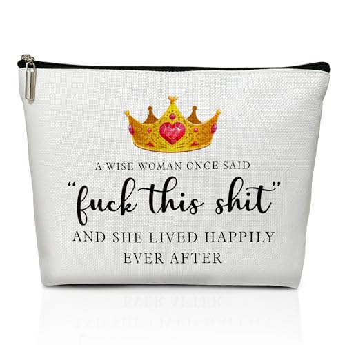 LWBEO Make-up-Tasche für Frauen, Geschenk für Kollegen, Chef, Mutter, Ehefrau, Tochter, Freunde, Besties, Kosmetiktasche, Reise-Kulturbeutel, A Wise Woman Once Said F This 22 von LWBEO