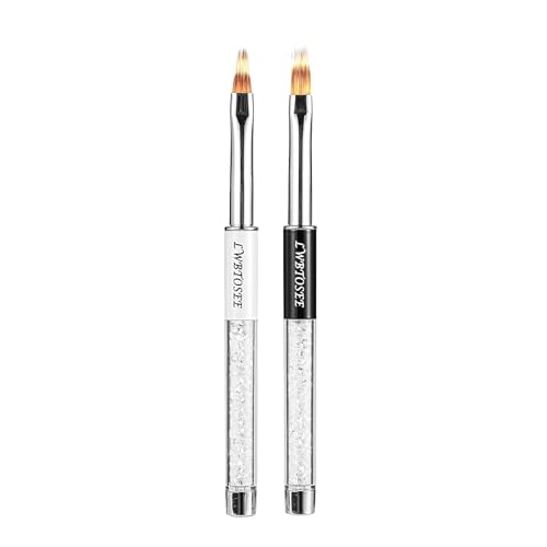 LWBTOSEE 2PCS Nail Ombre Brush Nail Art Painting Pen Brush UV Gel Polish Gradient Color Rhinestone Crystal Acrylic Nail Drawing Pen von LWBTOSEE