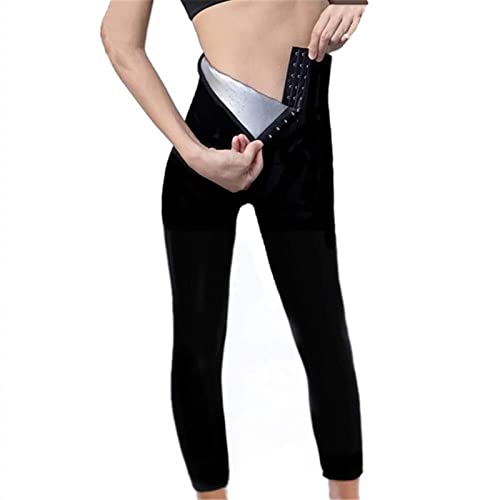 Hoch Taillierte Korsett-Leggings Für Frauen Mit Verstellbarer, Körperformender Taillen-Trainer-Yogahose, Die Bauchkontrolle Abnimmt Gewichtsverlust Hosen Sauna Hosen ( Color : Black , Size : XL ) von LWJBHSH