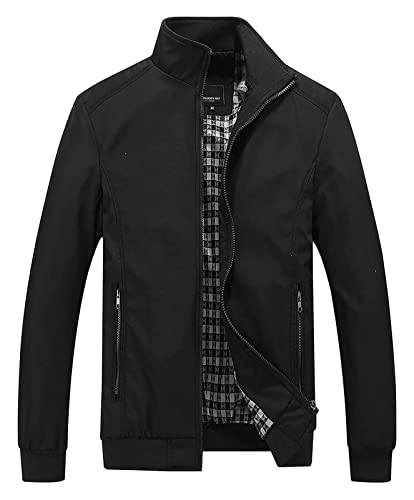 Jacke Herren Sommer Übergangsjacke Leicht Für Business Freizeit Sportjacke Bomberjacke (Color : Black, Size : 6XL) von LWJBHSH