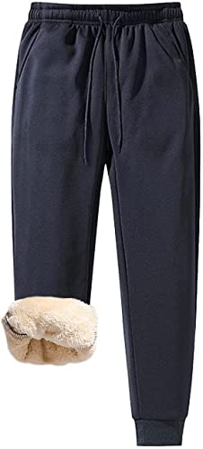 LWJBHSH Jogginghose Männer Gemütliche Jogginghose Lässige Lange Hosen Männliche Elastische Joggerhose Mit Taschen Winter Sherpa Jogginghose (Color : Blue, Size : M) von LWJBHSH