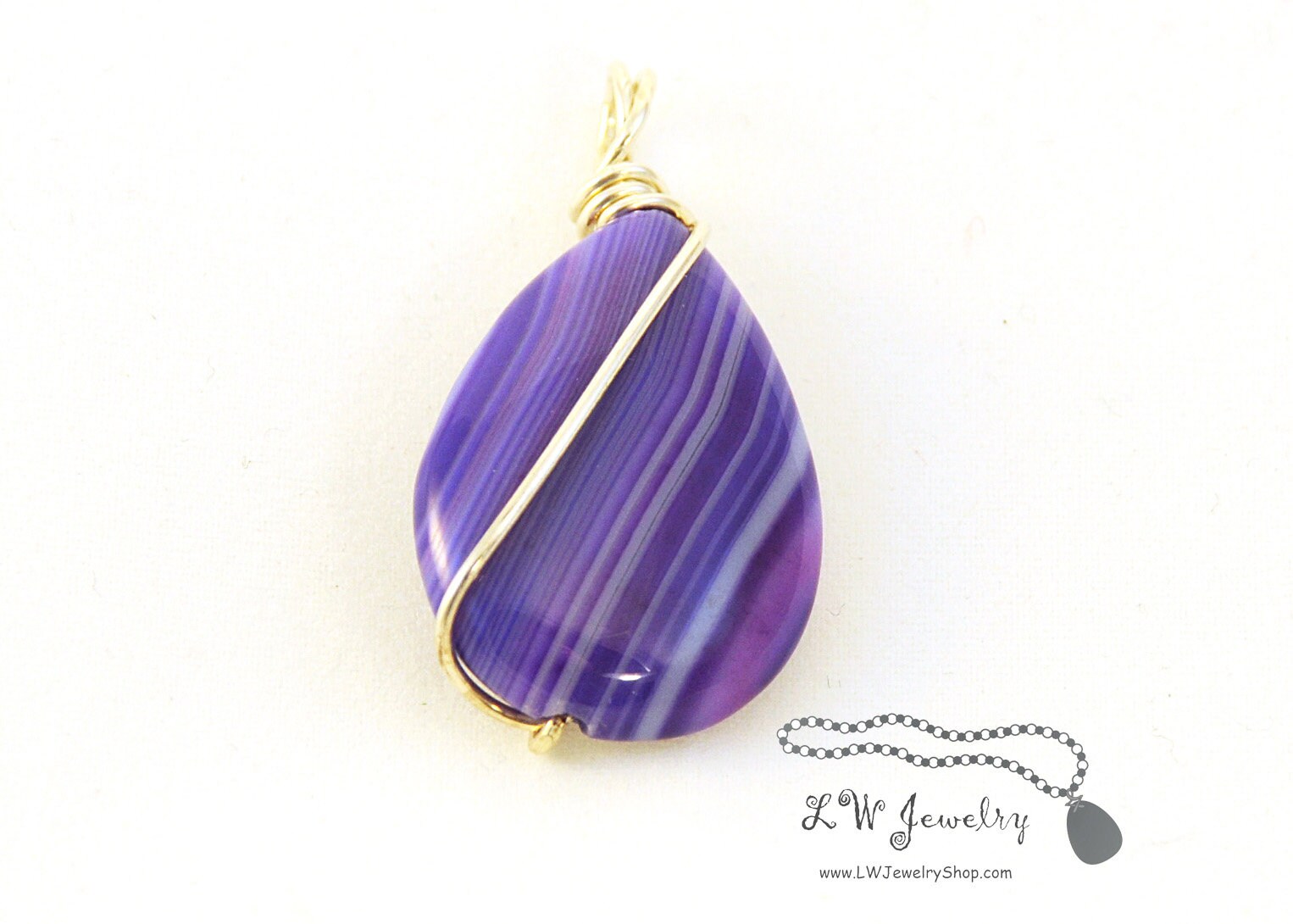 Lila Achat Draht Gewickelt Anhänger Lila Achat Draht Gewickelt Anhänger von LWJEWELRYSHOP