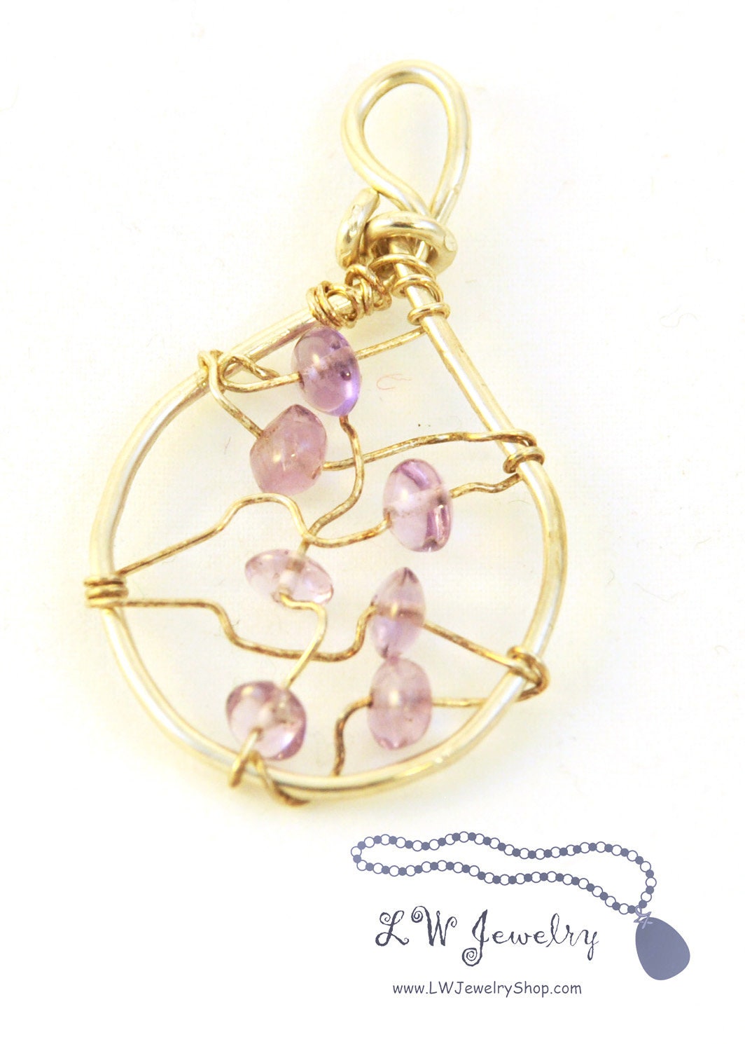 sterling Silberdraht Und Amethyst Anhänger sterling Silberdraht Und Amethyst Anhänger von LWJEWELRYSHOP