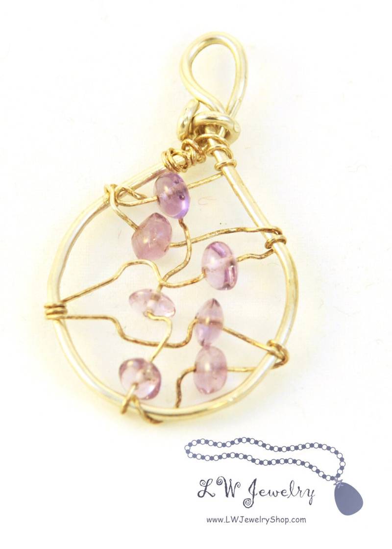 sterling Silberdraht Und Amethyst Anhänger sterling Silberdraht Und Amethyst Anhänger von LWJEWELRYSHOP
