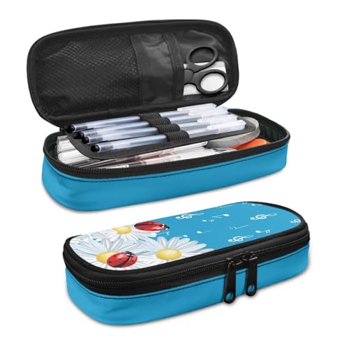 LWLFC Federmäppchen Blau Mäppchen für Mädchen mit Großer Kapazität – 3-Lagiges Design, Mehrere Fächer, Reißverschluss – Ideal für Schule, College und Reise als Stiftebox von LWLFC