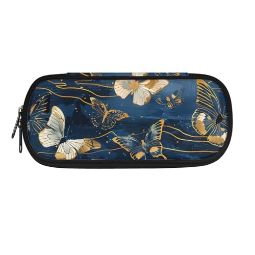 LWLFC Federmäppchen Blauer Schmetterling Mäppchen für Mädchen mit Großer Kapazität – 3-Lagiges Design, Mehrere Fächer, Reißverschluss – Ideal für Schule, College und Reise als Stiftebox von LWLFC