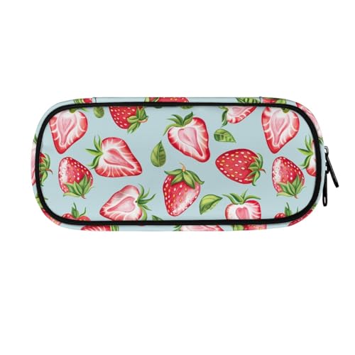 LWLFC Federmäppchen Erdbeere Mäppchen für Mädchen mit Großer Kapazität – 3-Lagiges Design, Mehrere Fächer, Reißverschluss – Ideal für Schule, College und Reise als Stiftebox von LWLFC
