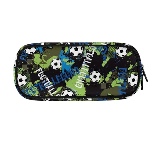 LWLFC Federmäppchen Fußball Mäppchen für Mädchen mit Großer Kapazität – 3-Lagiges Design, Mehrere Fächer, Reißverschluss – Ideal für Schule, College und Reise als Stiftebox von LWLFC