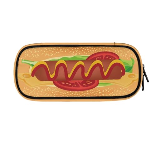 LWLFC Federmäppchen Hot Dog Mäppchen für Mädchen mit Großer Kapazität – 3-Lagiges Design, Mehrere Fächer, Reißverschluss – Ideal für Schule, College und Reise als Stiftebox von LWLFC