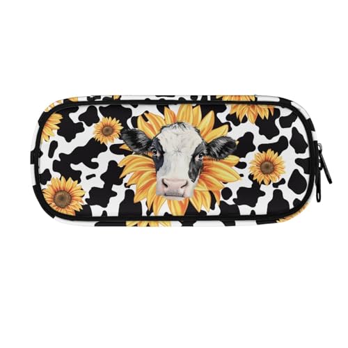 LWLFC Federmäppchen Kuh Mäppchen für Mädchen mit Großer Kapazität – 3-Lagiges Design, Mehrere Fächer, Reißverschluss – Ideal für Schule, College und Reise als Stiftebox von LWLFC