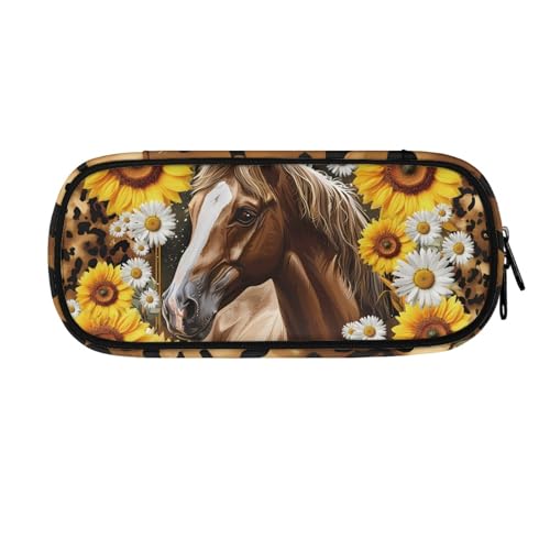 LWLFC Federmäppchen Pferd Mäppchen für Mädchen mit Großer Kapazität – 3-Lagiges Design, Mehrere Fächer, Reißverschluss – Ideal für Schule, College und Reise als Stiftebox von LWLFC