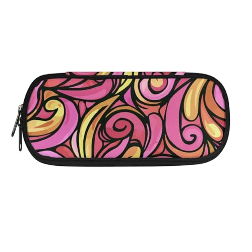 LWLFC Federmäppchen Pink Und Gelb Mäppchen für Mädchen mit Großer Kapazität – 3-Lagiges Design, Mehrere Fächer, Reißverschluss – Ideal für Schule, College und Reise als Stiftebox von LWLFC