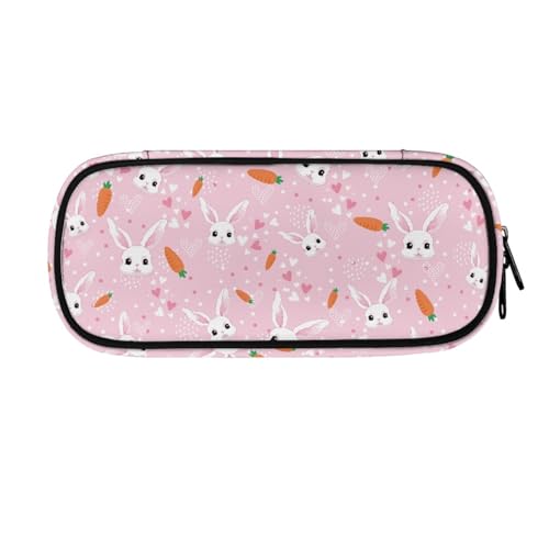 LWLFC Federmäppchen Rosa Kaninchen Mäppchen für Mädchen mit Großer Kapazität – 3-Lagiges Design, Mehrere Fächer, Reißverschluss – Ideal für Schule, College und Reise als Stiftebox von LWLFC