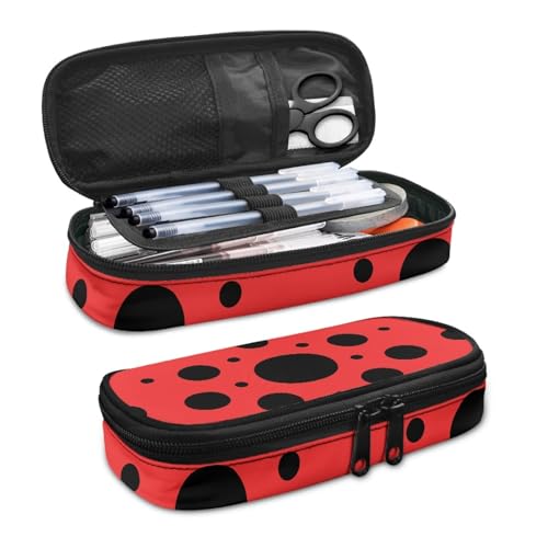 LWLFC Federmäppchen Rot Mäppchen für Mädchen mit Großer Kapazität – 3-Lagiges Design, Mehrere Fächer, Reißverschluss – Ideal für Schule, College und Reise als Stiftebox von LWLFC