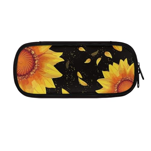 LWLFC Federmäppchen Sonnenblumen Mäppchen für Mädchen mit Großer Kapazität – 3-Lagiges Design, Mehrere Fächer, Reißverschluss – Ideal für Schule, College und Reise als Stiftebox von LWLFC
