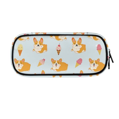 LWLFC Federmäppchen Süße Corgi Mäppchen für Mädchen mit Großer Kapazität – 3-Lagiges Design, Mehrere Fächer, Reißverschluss – Ideal für Schule, College und Reise als Stiftebox von LWLFC