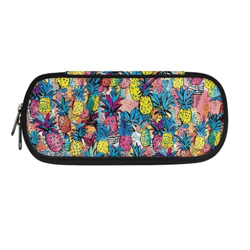 LWLFC Federmappe Jungen Ananas Mäppchen Großes Mädchen – Hochwertiges 3-Lagen-Design mit Mehreren Fächern und Reißverschluss für Stifte, Schulbedarf und Reise von LWLFC