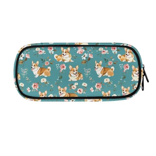 LWLFC Federmappe Jungen Corgi Mäppchen Großes Mädchen – Hochwertiges 3-Lagen-Design mit Mehreren Fächern und Reißverschluss für Stifte, Schulbedarf und Reise von LWLFC