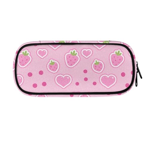 LWLFC Federmappe Jungen Erdbeerpulver Mäppchen Großes Mädchen – Hochwertiges 3-Lagen-Design mit Mehreren Fächern und Reißverschluss für Stifte, Schulbedarf und Reise von LWLFC