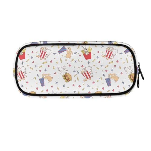 LWLFC Federmappe Jungen Kaninchen Mäppchen Großes Mädchen – Hochwertiges 3-Lagen-Design mit Mehreren Fächern und Reißverschluss für Stifte, Schulbedarf und Reise von LWLFC