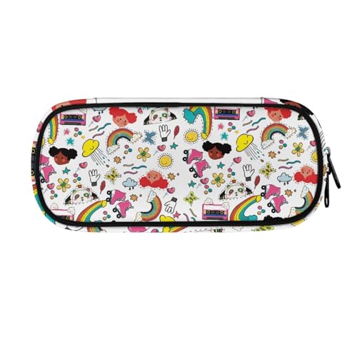 LWLFC Federmappe Jungen Regenbogen Mäppchen Großes Mädchen – Hochwertiges 3-Lagen-Design mit Mehreren Fächern und Reißverschluss für Stifte, Schulbedarf und Reise von LWLFC