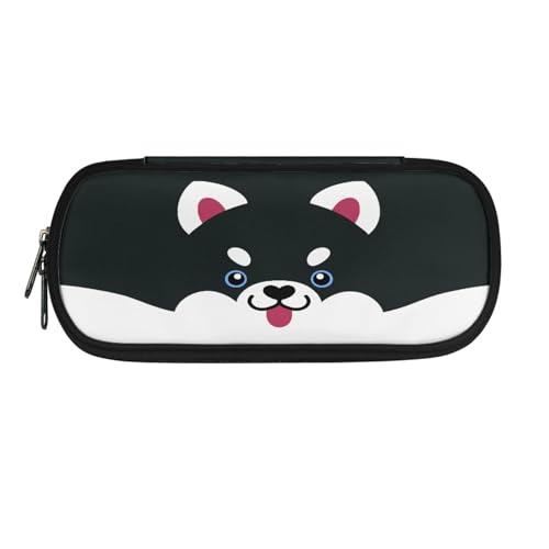 LWLFC Federmappe Jungen Schwarzer Hund Mäppchen Großes Mädchen – Hochwertiges 3-Lagen-Design mit Mehreren Fächern und Reißverschluss für Stifte, Schulbedarf und Reise von LWLFC