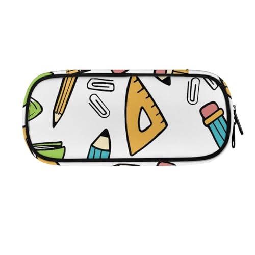 LWLFC Federmappe Jungen Weiß Mäppchen Großes Mädchen – Hochwertiges 3-Lagen-Design mit Mehreren Fächern und Reißverschluss für Stifte, Schulbedarf und Reise von LWLFC