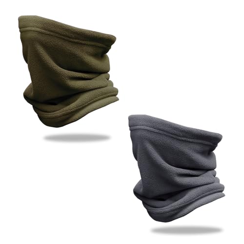 LWLWA Schlauchschal Baumwolle, 2 Stück Ski Schal, 30 cm, Polarfleece Schlauchschal Sport, mit Kordelzug, Verstellbarer Fleece Schal, für Skifahren, Radfahren, Laufen von LWLWA
