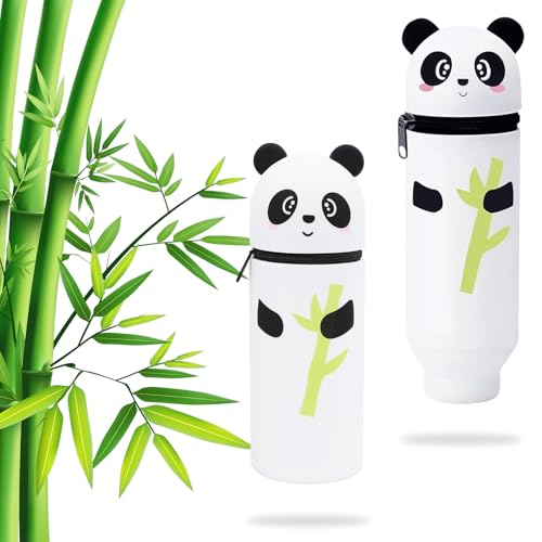 LWLWA Silikon Federmäppchen, Panda-Design Stiftemappe, Faltbar Ausziehbar Stiftetasche, Silikon Mäppchen Aesthetic, für Aufbewahrung von Stiften Kugelschreibern von LWLWA