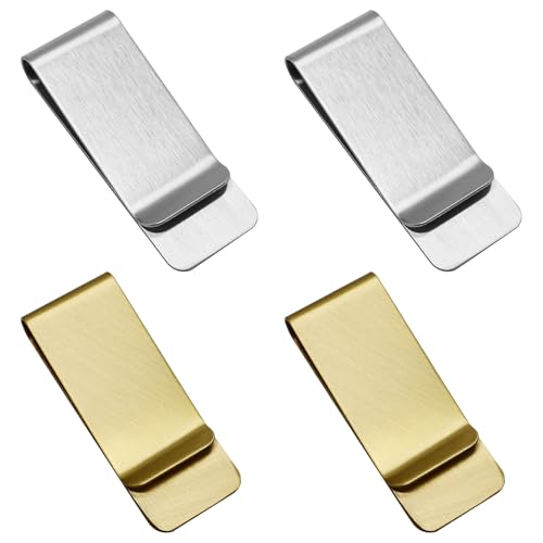 Geldklammern Set, 4 Stück Edelstahl Geldscheinklammer, Geldclip GeldKlammer aus Metall für Bargeld Rechnungen Geldscheine Quittung Note Kreditkarte (Silber & Gold) von LWMLWM