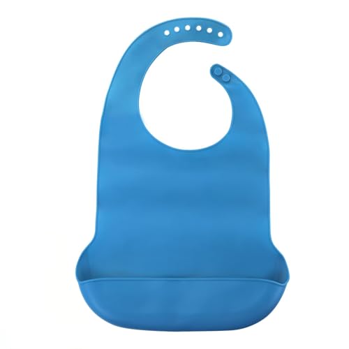 LWMLWM Waschbare Silikon Lätzchen für Erwachsene, wiederverwendbare Esslätzchen für Erwachsene für Männer, Frauen, wasserdichte Lätzchen für Erwachsene, ältere Menschen und Behinderte (1, Blau) von LWMLWM