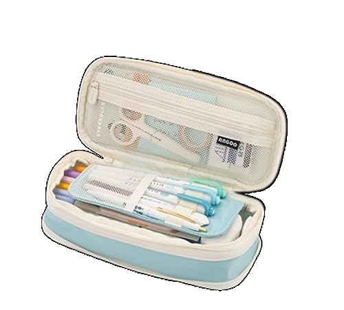 LWODANU Große Kapazität Stift Box Kawaii Bleistift Fall Organizer Koreanische Tasche Büro Zubehör Schreibwaren Tasche (580-hellblau) von LWODANU