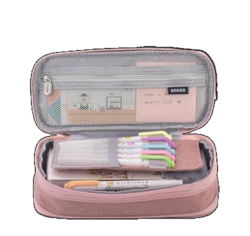 LWODANU Große Kapazität Stift Box Kawaii Bleistift Fall Organizer Koreanische Tasche Büro Zubehör Schreibwaren Tasche (Darkpink) von LWODANU