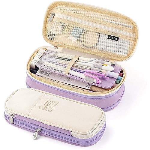 LWODANU Große Kapazität Stift Box Kawaii Bleistift Fall Organizer Koreanische Tasche Büro Zubehör Schreibwaren Tasche (lila) von LWODANU